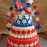 Sparkle-Tastic 4Th Of July! I made this cake for my mom's 4th of July party...and to try out my new 4" pans :). I wasn't too happy with the ball border...
