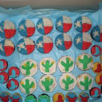 1St Decorated Cupcakes These are the first cupcakes I have ever decorated using tips, etc... I have a friend relocating to Austin, TX and they were for his going...