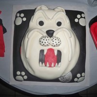 Bulldog 3D Black, Red And White Birthday Cake I made this at last minute for my friends Birthday Bash. Love when I'm told a few hours before that a cake is needed lol. Bulldog made...