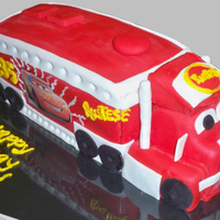 Mack Truck From Cars Mack Truck from movie Cars. Used a sheet cake pan, cut in half and stacked three layers for the trailer. Tractor was made out of 6"...
