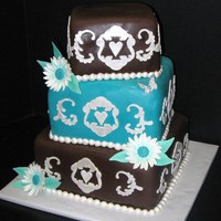 Brown And Turquoise Brown and Tuquoise wedding cake