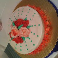 Buttercream Roses First Cake From Wilton Class one.