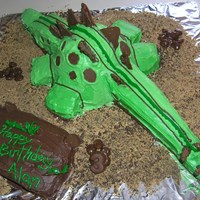 Stegosaurus I used ideas from other posters on this site and put this together for my son's third birthday. It is all BC with candy plates.