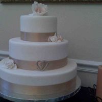 Gold And Ivory Wedding Cake This is a cake I made for a friends wedding. Fondant ivory and gold roses.