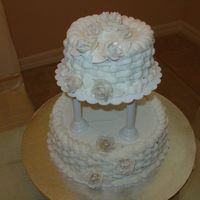 Round Basket Weave Wedding Cake Chocolate Cake with Vanilla Buttercream.