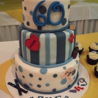 Sue's 60Th 60th birthday cake - based on a Pink Cake Box design and customized for the things that the birthday girl loves.