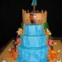 Luau Birthday This cake was made for a surprise luau birthday. The cake is covered in fondant and all decorations are fondant except the flowers which...
