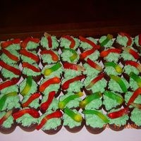 Spring Is Here!! Little mini chocolate cupcakes with BC "grass" and gummy worms... My kids eat them up like nothing... LOL