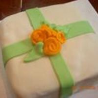 Package Cake 3rd time using fondant in 4 days! I think I've got it!! White cake with buttercream frosting and MMF.
