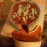 Melted Icecream LOL I sitll can't stop laughing.... Directions.... Freese cake...... Thaw cake for 15 to 20 mins before cutting..... OOPS they never...