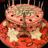 Paris Themed Birthday Cake This was a cake made for a Paris themed party. The Birthday Girls' favorite colors are hot pink, black and white, so I went with it....
