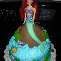 Little Mermaid Doll Cake This is a Little Mermaid cake I did for a birthday. Marble cake with vanilla cream filling, buttercream icing and fondant decorations.