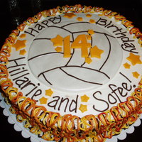 Volleyball Birthday Cake This was a last minute cake for a friend whose daughters played volleyball. She wanted something simple and the colors to match the school...