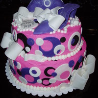 Pink And Purple Purse And Shoe Cake This was a cake I made for a purse and shoe fanatic. I was given the directions to make it pink and purple with back and white accents and...