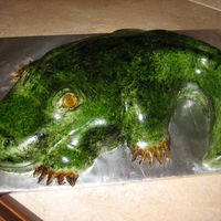 Gator Grooms Cake This is my first attempt at a carved alligator cake. It is covered in fondant and then I hand painted it.