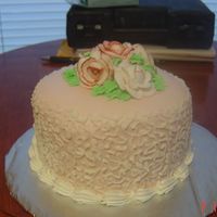 My First Fondant Cake fondant,buttercream flowers and piping, yellow cake w/ chocolate mousse and raspberry filing