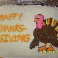 Thanksgiving Cake My first Holiday Cake deregard the writing I forgot how long a word Thanksgiving is I like the turkey!