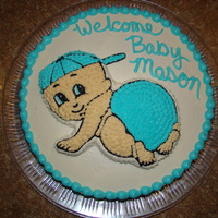 Baby Shower Boy baby shower cake for a boy. Everyone loved this cake and I ended up doing it for several different people. For a girl, instead of a ball...