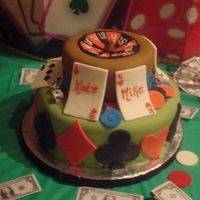 Bride And Groom Casino Cake vanilla cake with buttercream frosting and filling. everything is fondant. the dice are sugar cubes with dots of black icing. they were...