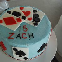 Card Cake I made this cake for my nephew. Everytime I turn around this kid is flipping out a card trick and it is crazy. I'm standing there...