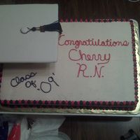 Grad Hat I made this cake for a friend of my moms. I hate writing on cakes I would rather do fondant letters. But the bottom is just BC and the hat...