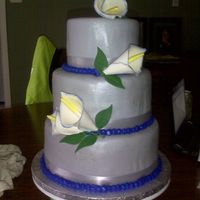 Navy Blue & Silver Bridal Shower Cake I got an order to do a bridal shower cake for a ladies mother and it need to be navy blue and silver with lillys. So these were my first...