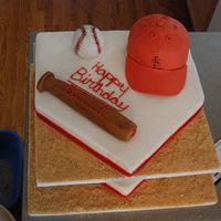 St. Louis Cardinals Cake was made for a little boys birthday party.