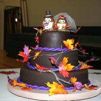 Fall Wedding Cake Fall Wedding Cake. Leaves, branch and Owls are all handmade.