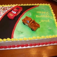 Disney Cars All buttercream expect fondant track.