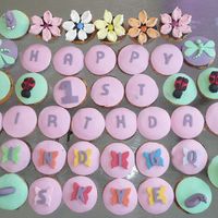 Garden Party 1St Birthday Cupcakes! (Sorry first attempt at loading I put the wrong photo up!) 48 cupcakes with bees, ladybeetles, snails, butterflies, dragonflies and flowers...