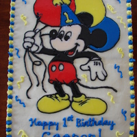 Mickey Mouse Made this for my nephew using another CakeCentral post. This was my first time at color flow and it was the easiest cake I've made yet...