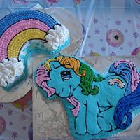 My Little Pony - Rainbow Dash I made this for my 4 yr olds bday. It is all buttercream. I used the gel transfer method, icing directly on cake. I am still '...