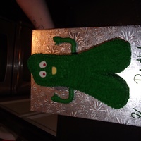 Buttercream Gumby Cake The photo is not the greatest but did this for a friend at work.Vanilla/Chocolate Marble Cake with Buttercream frosting. Fondant eyes and...