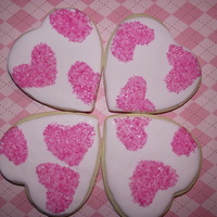 Valentines Day Cookies NFSC, covered in Fondant with Fondant Decoration, Colored Sugar and Dragees.Done for staff at work.Thanks for looking!