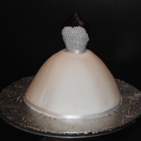 Wedding Dress Cake Strawberries & Cream Cake, covered in White Fondant with Pearl Dragee's Bodice