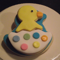 Easter Chick NFSC covered in fondant, this was my trial run for easter using a stacked cookie:)Thanks for looking!