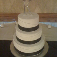3 Tiered Round Wedding Cake White Cake, buttercream, initials