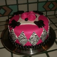 Pink And Black Zebra Cake All fondant, very bright pink and black inspired by designer Betsy Johnson.