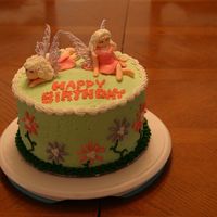 Fairy Birthday Cake Dummy cake made for cake decorating class project. Fairies are fondant with royal icing wings. Icing is just decorators icing supplied in...