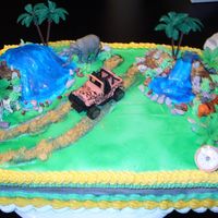 Safari Adventure Made with buttercream and a chocolate surprise under the waterfalls. The rocks are chocolate.
