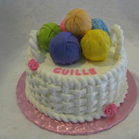 Basket With Balls Of Yarn. For a dear cousin that loves to crochet and knit.
