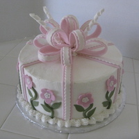 Pink Flowers Cake 10 inch, buttercream and fondant.