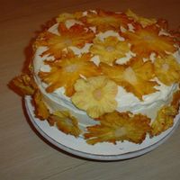 Hummingbird Cake With Cream Cheese Frosting For my grandmother's birthday--Hummingbird cake with cream cheese frosting. Sliced and dried pineapple are the 'flowers' on...