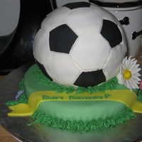 Soccer Ball Birthday Cake This was for my cousin's 11th birthday. Chocolate cake with white chocolate buttercream and covered in fondant. This cake was super...