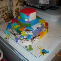 Clown Cake~ Little Fingers Attacked The cake wasnt done yet, but was left alone and with in reach of a 2 yr old..(I wasnt home, Left the Hubby with the kids..and this is what...