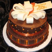 Fall Gender Reveal Cake A gender reveal cake for a friend who wanted Fall colors for her family dinner party. Chocolate buttercream w/ pink colored cake for a girl...