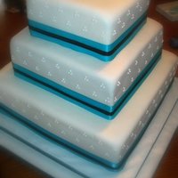 Alicia Bottom and top layer is white cake with buttercream icing. Middle tier is dark chocolate with chocolate buttercream icing. Covered in...