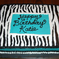 Katie half chocolate, half white zebra and turquoise