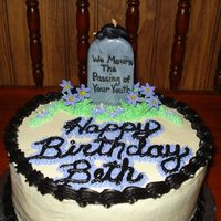 50Th Birthday Buttercream icing, fondant grave stone, flowers and bird