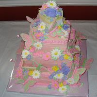 Welcome Baby buttercream icing, royal icing flowers, color flow butterflies